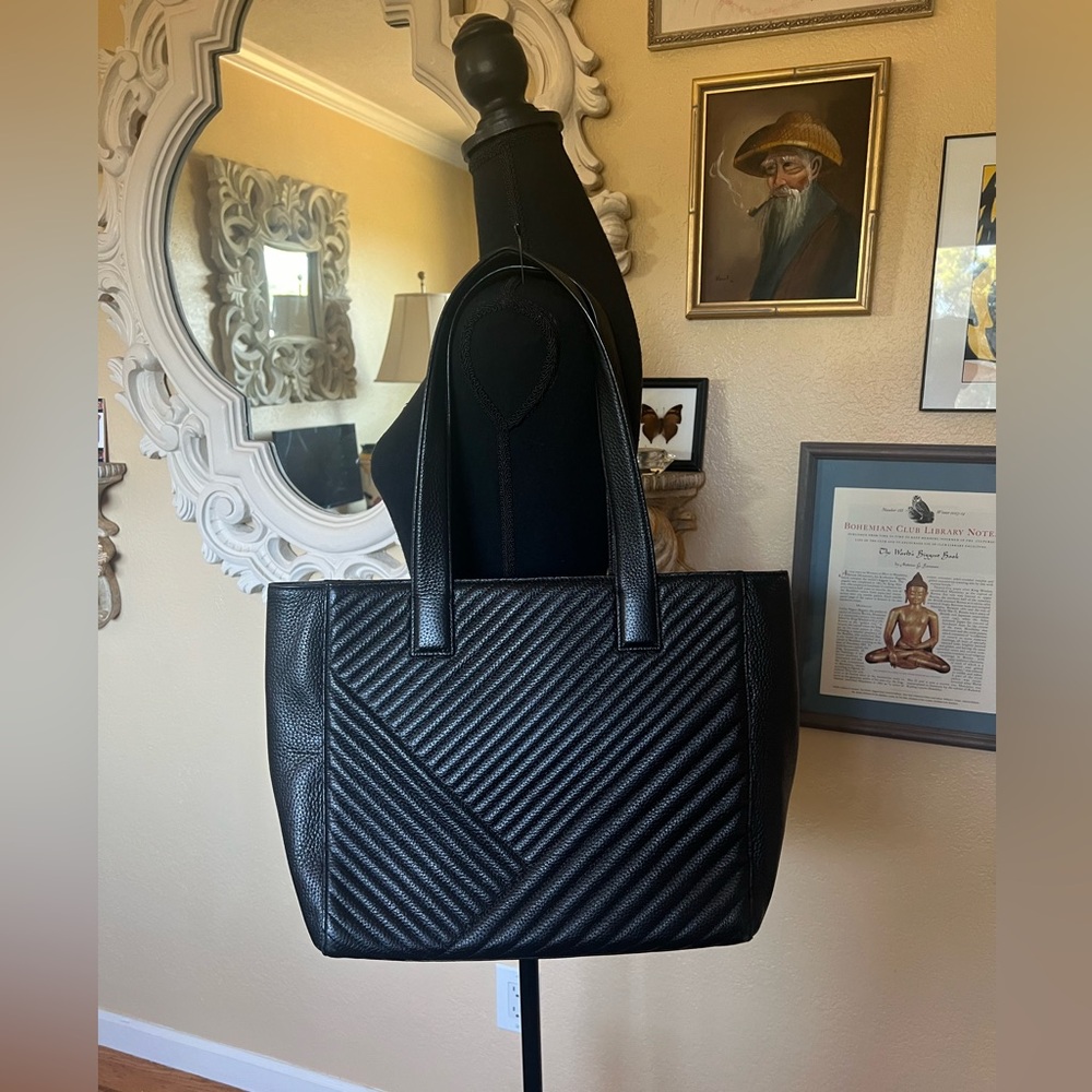 14th & Union black, caviar, leather tote bag purse travel❤️